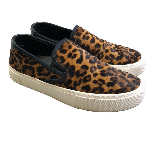Saint Laurent Ponyhair Calf Sneakers Womens 38.5 8.5 Slip On Comfort Streetwear - Picture 3 of 13